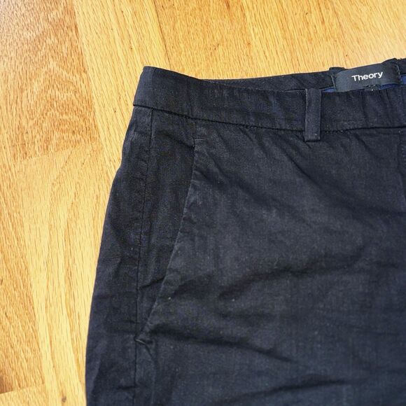 Theory Hartsdale NP Crunch Wash Linen Blend Straight Leg Ankle Pants Black Sz 4 - Picture 12 of 16